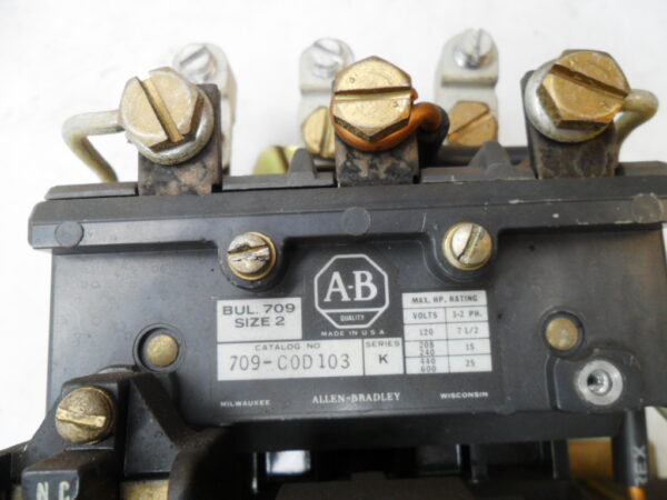ALLEN BRADLEY 709-COD103 /K STARTER W/ 72A86 COIL 50/60HZ 709-C0D103 *READ* - Image 6