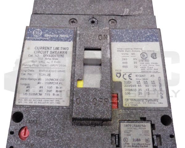 GE SPECTRA SFHA36AT0250 CIRCUIT BREAKER 250AMP 3POLE 600VAC - Image 5