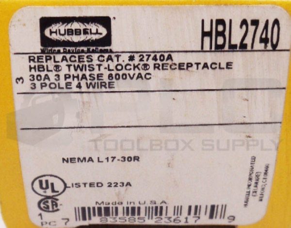 NEW HUBBELL HBL2740 TWIST LOCK RECEPTACLE - Image 5