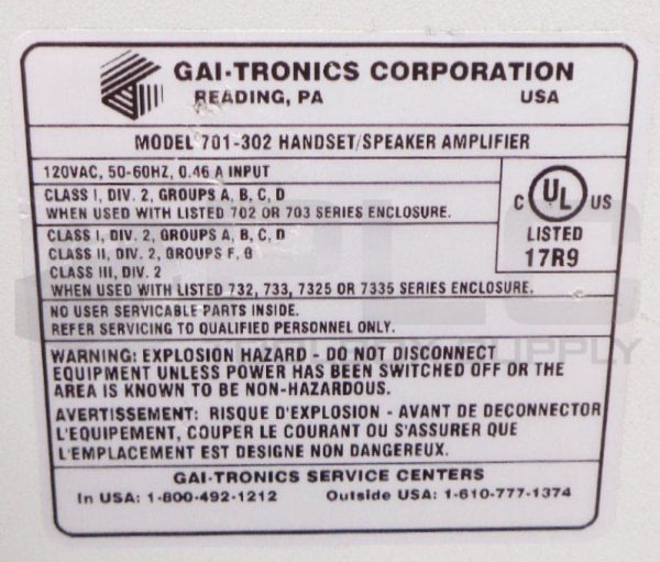 GAI TRONICS 701-302 HANDSET/SPEAKER AMPLIFIER W/PARTY LINE 1-5 BOX - Image 6