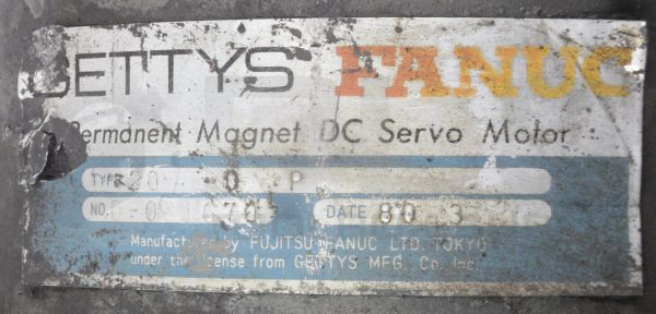 GETTYS FANUC 20-0 P PERMANENT MAGNET DC SERVO MOTOR D-031670 - Image 6