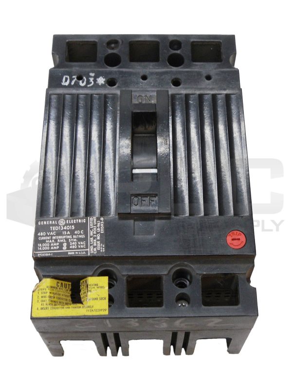 GENERAL ELECTRIC TED134015 INDUSTRIAL CIRCUIT BREAKER 480VAC 15A *OLD MODEL*