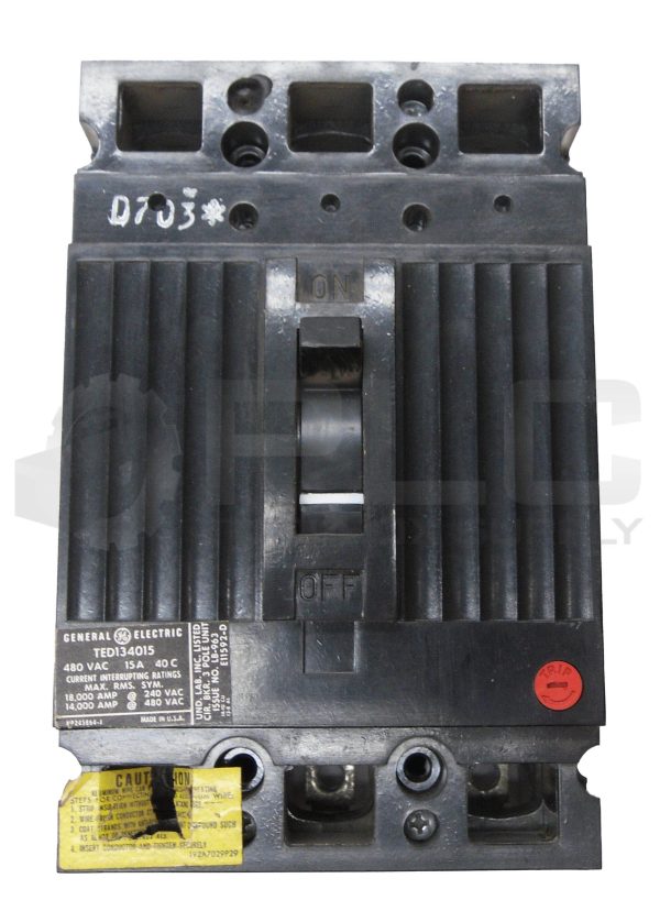 GENERAL ELECTRIC TED134015 INDUSTRIAL CIRCUIT BREAKER 480VAC 15A *OLD MODEL* - Image 2