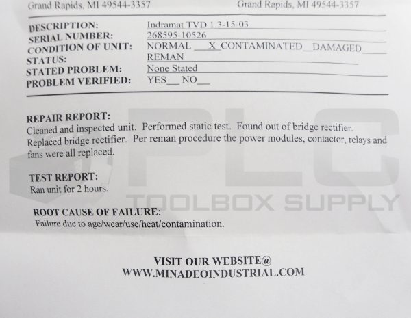 INDRAMAT TVD 1.3-15-03 AC SERVO POWER SUPPLY *REBUILT* UPS RED AVAILABLE - Image 7