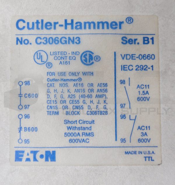 NEW CUTLER HAMMER C306GN3 /B1 OVERLOAD RELAY 75A 3POLE *READ* - Image 7