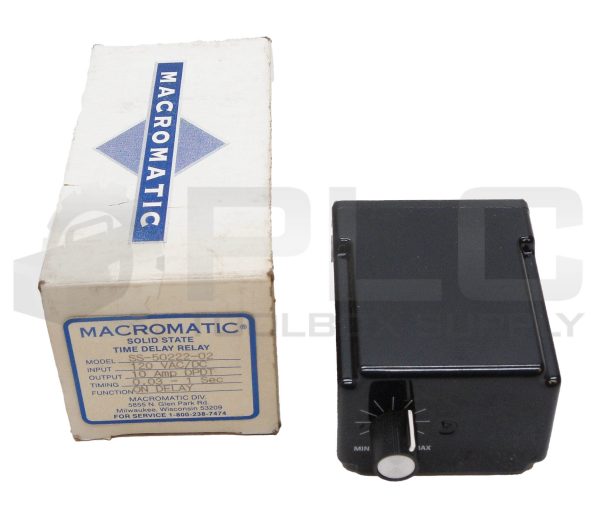 NEW MACROMATIC SS-50222-02 SOLID STATE TIME DELAY RELAY 10A 120V AC/DC 0.03-1SEC