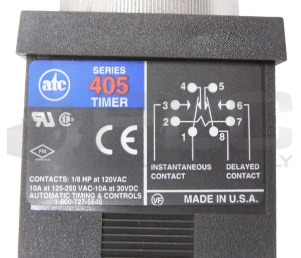 NEW ATC 3-0405A100F1X TIME DELAY RELAY SERIES 405 0-1.0 MIN 24-240VAC - Image 5