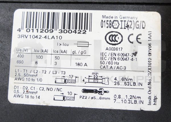 SIEMENS 3RV1042-4LA10 CIRCUIT BREAKER 690V 70-90A - Image 5