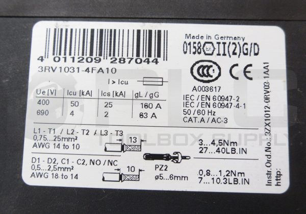SIEMENS 3RV1031-4FA10 CIRCUIT BREAKER 690V 28-40A - Image 5