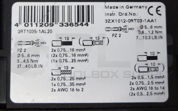 SIEMENS 3RT1035-1AL20 POWER CONTACTOR 690V 60A - Image 5