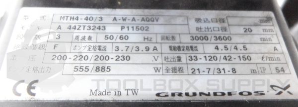 NEW GRUNDFOS MTH4-40/3 A-W-A-AQQV PUMP MOTOR 3PH 50/60HZ 3000/3600RPM *READ* - Image 9