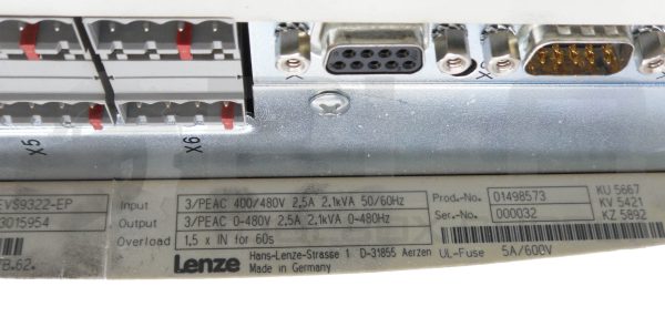 LENZE EVS9322-EP SERVO DRIVE 400/480VAC 50/60HZ *PARTS ONLY* - Image 5