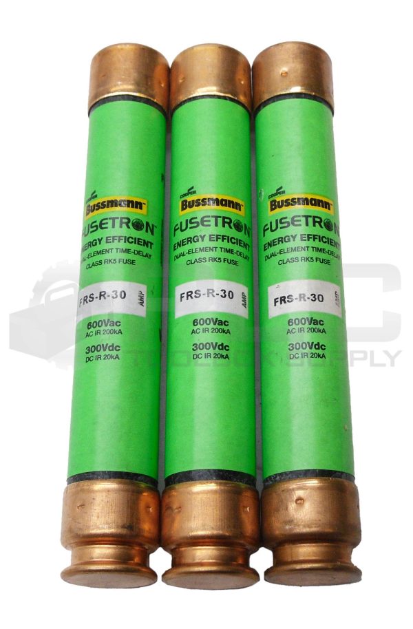 LOT OF 3 NEW BUSSMAN FRS-R-30 ENERGY EFFICIENT FUSE 30A 600VAC 300VDC