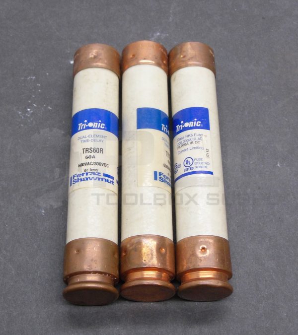 LOT OF 3 NEW FERRAZ SHAWMUT TRS60R TRI-ONIC FUSE 60A 600VAC 300VDC