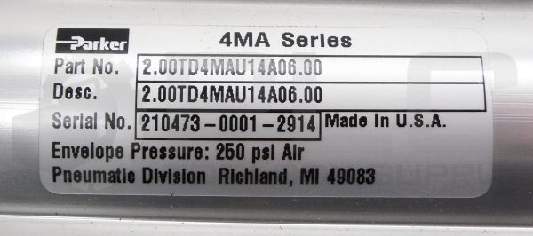 PARKER 2.00TD4MAU14A06.00 HYDRAULIC CYLINDER SERIES 4MA 250PSI - Image 5