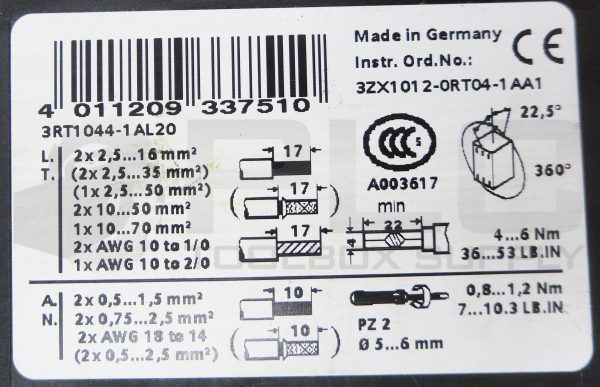 SIEMENS 3RT1044-1AL20 POWER CONTACTOR W/ 3RT1936-1CD00 SURGE SUPPRESSOR - Image 6