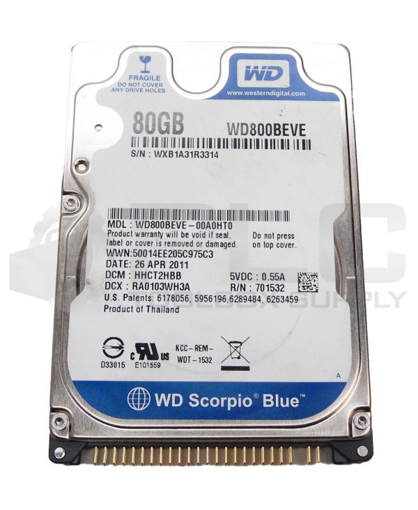 NEW WESTERN DIGITAL WD800BEVE-00A0HT0 HARD DRIVE 80GB 5VDC 0.55A WD800BEVE