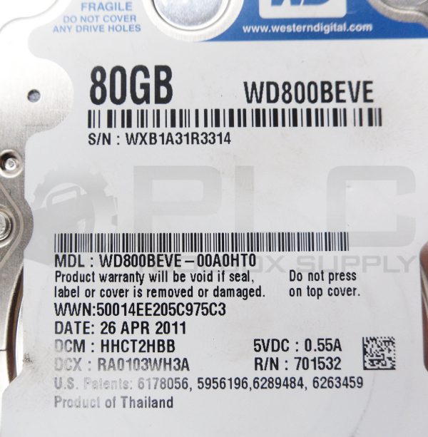 NEW WESTERN DIGITAL WD800BEVE-00A0HT0 HARD DRIVE 80GB 5VDC 0.55A WD800BEVE - Image 4
