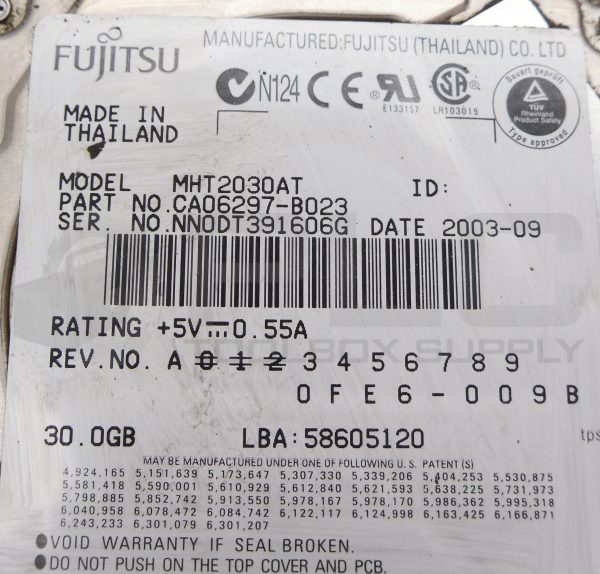 FUJITSU MHT2030AT HARD DRIVE 5V 0.55A 30GB - Image 3