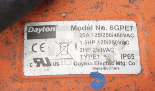 DAYTON 6GPE7 HEAVY DUTY FOOT SWITCH 25A 480VAC 1.5HP TYPE 1 - Image 5