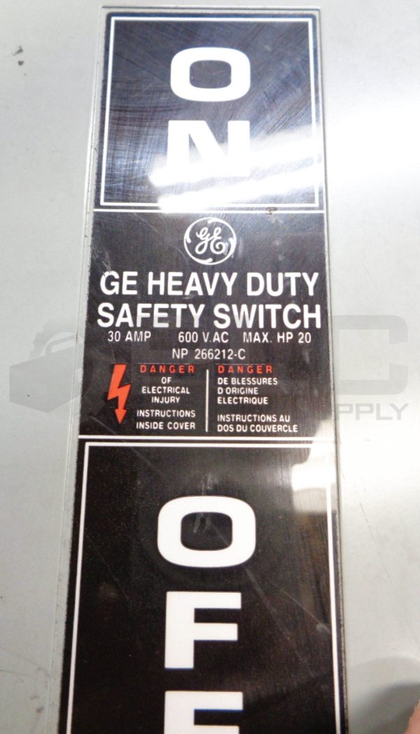 GE GENERAL ELECTRIC TH3361 SAFETY SWITCH, MODEL 10, 30AMP, 600VAC/250VDC - Image 4