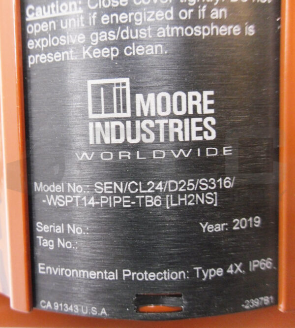 NEW MOORE INDUSTRIES SEN/CL24/D25/S316/-WSPT14-PIPE-TB6 SENSOR 1/2" NPT - Image 6