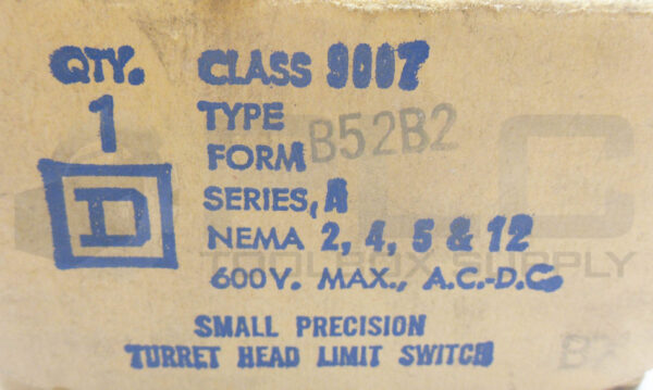 NEW SQUARE D 9007 B52B2 /A LIMIT SWITCH 600V AC/DC *READ* - Image 6