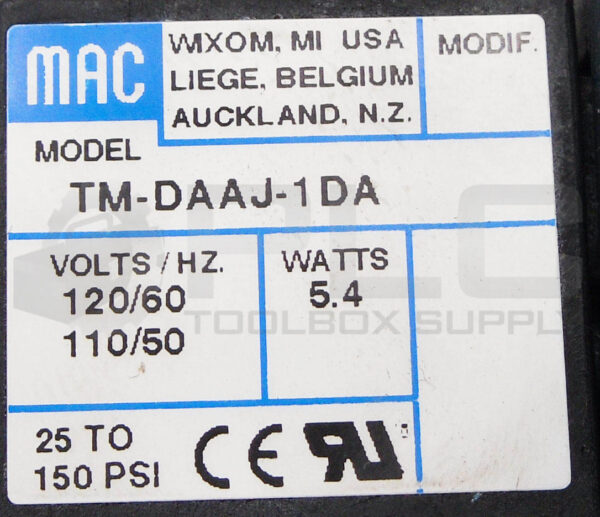 MAC VALVES 82A-BC-BKA-TM-DAAP-1DA SOLENOID VALVE W/ (2) TM-DAAJ-1DA COIL - Image 6
