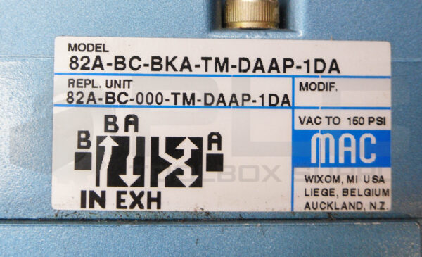 MAC VALVES 82A-BC-BKA-TM-DAAP-1DA SOLENOID VALVE W/ (2) TM-DAAJ-1DA COIL - Image 7