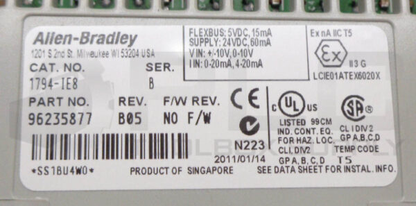 NEW ALLEN BRADLEY 1794-IE8 SER B FLEX 8 POINT ANALOG INPUT MODULE - Image 3