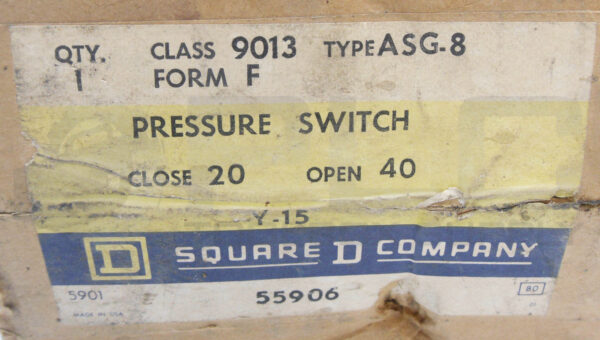 NEW SQUARE D 9013 ASG-8 PRESSURE SWITCH 550V 2 POLE *READ* - Image 8