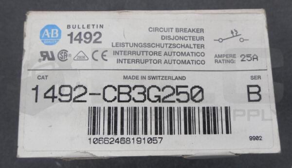 NEW ALLEN BRADLEY 1492-CB3G250 /B CIRCUIT BREAKER 25A 480VAC - Image 7