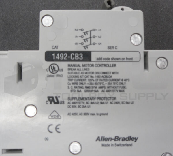 NEW ALLEN BRADLEY 1492-CB3G200 /C CIRCUIT BREAKER 20A 480VAC - Image 5