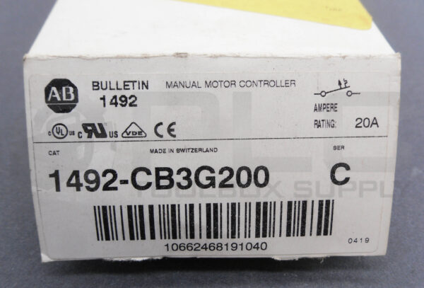NEW ALLEN BRADLEY 1492-CB3G200 /C CIRCUIT BREAKER 20A 480VAC - Image 7