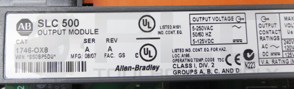 NEW ALLEN BRADLEY 1746-OX8 /A OUTPUT MODULE 50/60HZ 5-250VAC 1746-0X8 *READ* - Image 5