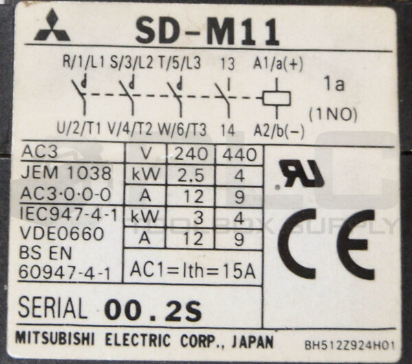 MITSUBISHI SD-M11 CONTACTOR 440V 15A W/ TH-N12 THERMAL OVERLOAD RELAY 600VAC - Image 6