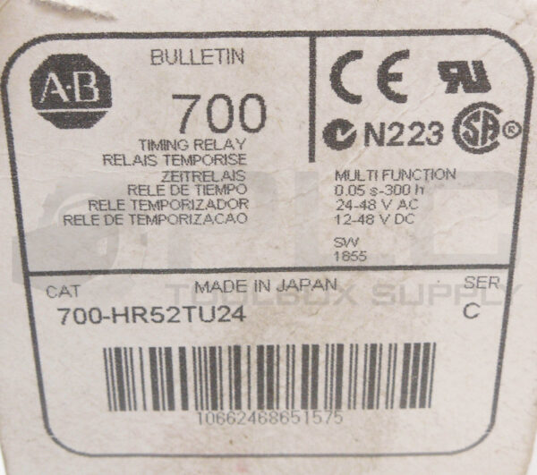 NEW ALLEN BRADLEY 700-HR52TU24 /C TIMING RELAY 0.05S-300H 24-48VAC 12-48VDC - Image 6