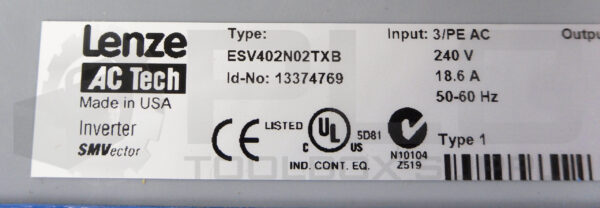 LENZE ESV402N02TXB FREQUENCY INVERTER DRIVE 240V 18.6A 50/60HZ *READ* - Image 6