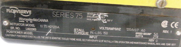 FLOWSERVE 10 75 M2120A ACTUATOR 120V 0.7A 60HZ SERIES 75 - Image 5