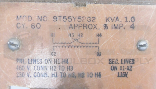 GENERAL ELECTRIC 9T55Y52G2 TRANSFORMER 60HZ 460V - Image 5