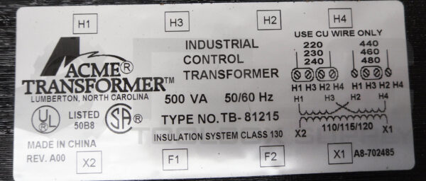 NEW ACME TB-81215 INDUSTRIAL CONTROL TRANSFORMER 50/60HZ 480V *READ* - Image 6