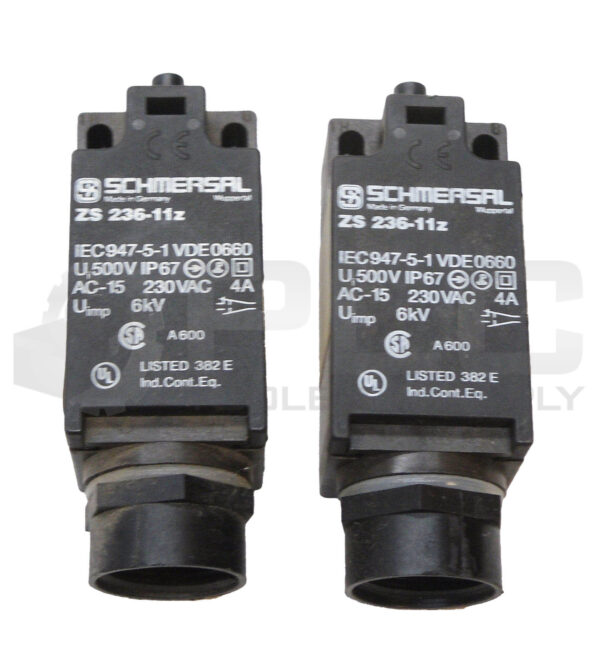 LOT OF 2 SCHMERSAL ZS 236-11Z LIMIT SWITCH 230VAC 4A