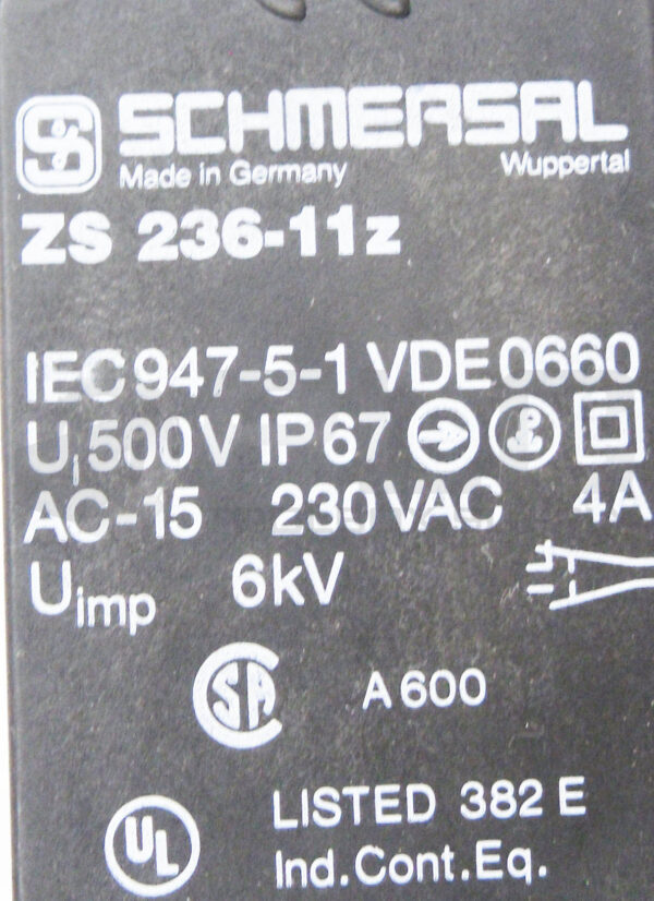 LOT OF 2 SCHMERSAL ZS 236-11Z LIMIT SWITCH 230VAC 4A - Image 6