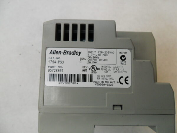 ALLEN BRADLEY 1794-PS3 /A 24VDC POWER SUPPLY 120-230VAC 1.7/1.1A 50/60HZ - Image 5
