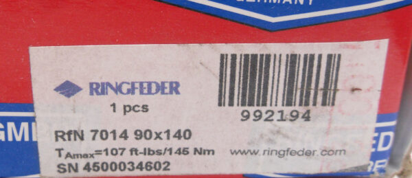 NEW RINGFEDER RFN 7014 LOCKING ASSEMBLY 90X140 992194 - Image 2