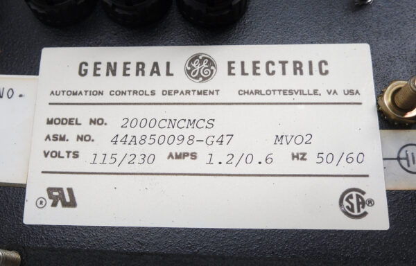GENERAL ELECTRIC 2000CNCMCS CONTROL PANEL 115/230V 1.2/0.6A 44A850098-G47 - Image 2