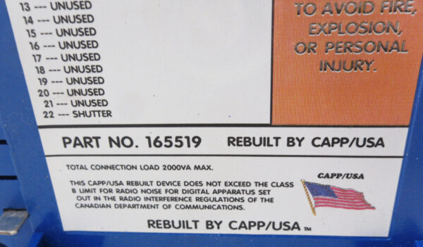 REPAIRED CAPP/USA 165519 BURNER CONTROL MODULE - Image 3