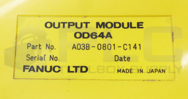 FANUC A03B-0801-C141 OUTPUT MODULE 24VDC 0.25A OD64A - Image 6