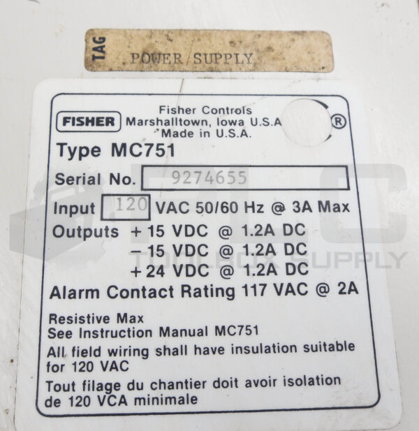 FISHER MC751 POWER SUPPLY 120VAC 50/60HZ 3A - Image 6
