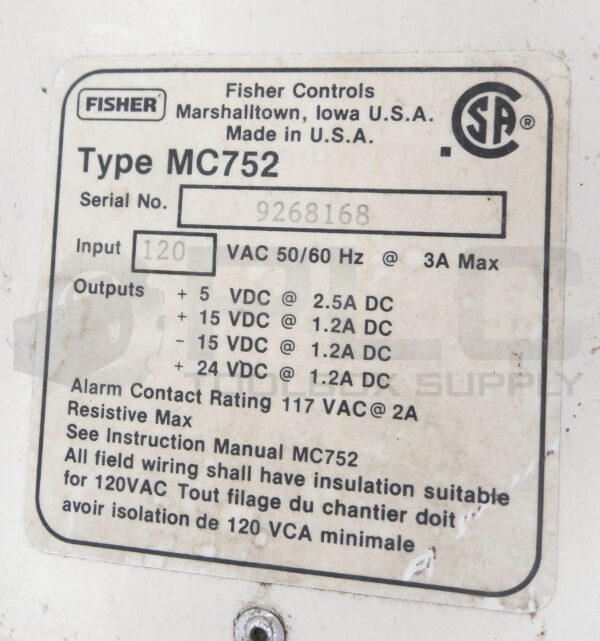 FISHER MC752 POWER SUPPLY 120VAC 50/60HZ 3A - Image 6